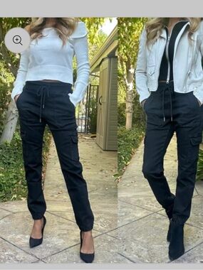 BEVY FLOG Gaya Cargo Black Pants with Drawstring